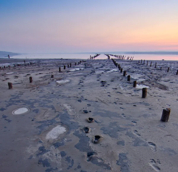 Tidal defences at dusk — Stock Photo, Image