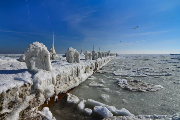 Costa congelada del océano helado - invierno polar — Foto de Stock