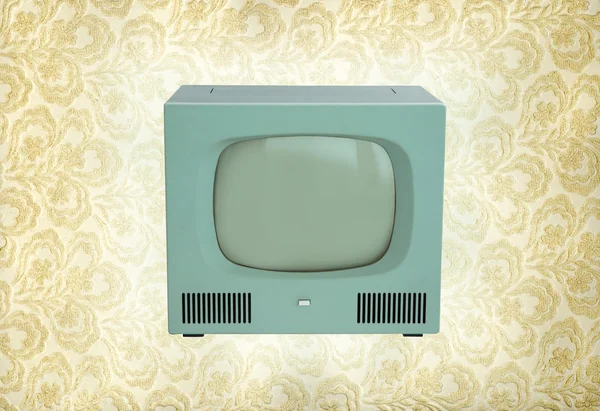 Vintage antyki tv na tapeta — Zdjęcie stockowe