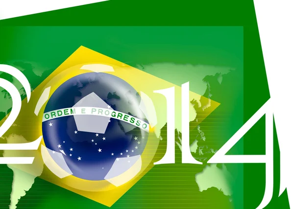 Bandera de Brasil para el campeonato mundial de fútbol de la FIFA 2014 con un mapa del mundo fifa —  Fotos de Stock