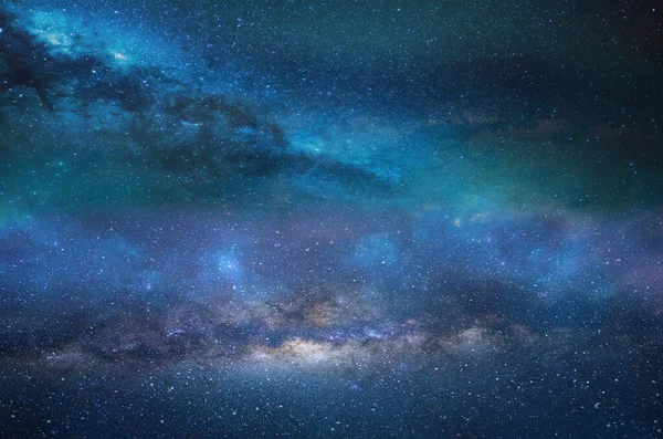 Csillagos Éjszaka Kék Köd Rózsaszín Naplemente Aurora Borealis Tejszerű Drámai — Stock Fotó