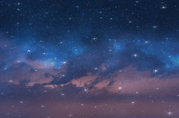 Große Helle Sternenhimmel Nacht Blau Milchstraße Universum Polarlichter Auf Dramatischen — Stockfoto