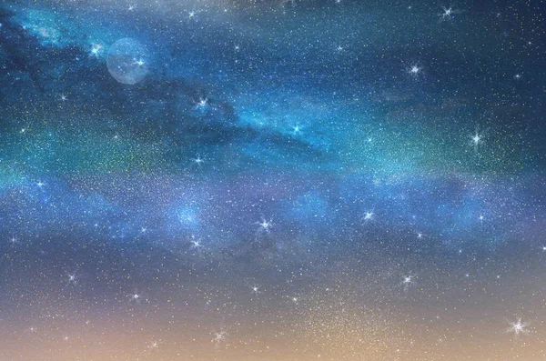 Große Helle Sternenhimmel Nacht Blau Milchstraße Universum Polarlichter Auf Dramatischen — Stockfoto