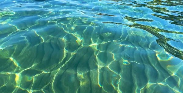 Mediterrainen Mar Onda Água Sol Luz Tropical Verde Azul Reflexão — Fotografia de Stock