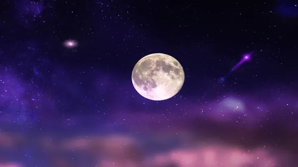 보름달 라일락의 어두운 하늘에 우주의 — 스톡 사진