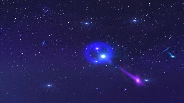 Modrá Noc Hvězdné Nebe Hvězda Světlice Obloze Kosmický Vesmír — Stock fotografie