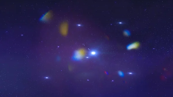 Bleu Nuit Étoilé Ciel Étoiles Fusées Éclairantes Sur Skyscape Univers — Photo