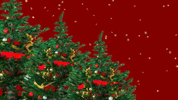 크리스마스 트리붉은 금으로 장식된 성탄절 — 스톡 사진