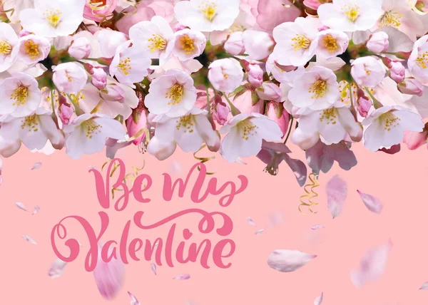 Розовые Цветы Лепестки Пастельном Фоне Праздничный День Святого Валентина Женский — стоковое фото