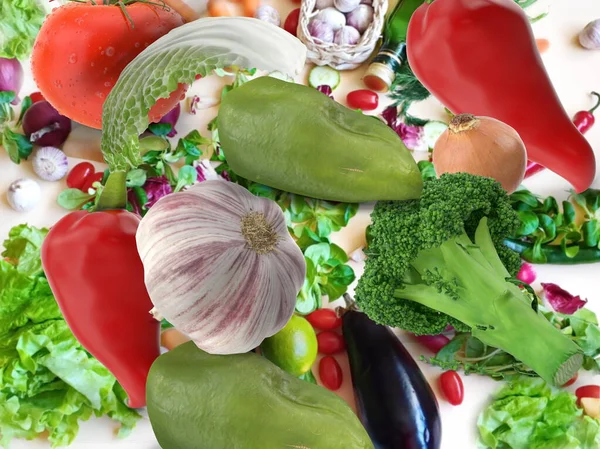 Verdure Frutta Assorti Peperoncino Sale Verde Pomidor Pomidor Pomidor Cipolla — Foto Stock