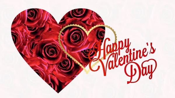 Valentine Day Symbol Red Roses Heart Symbol White Red Background — Stock Photo, Image