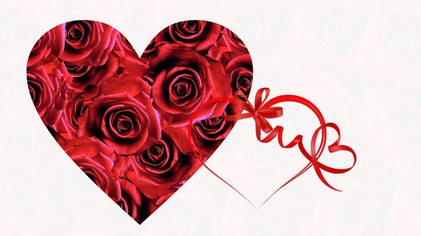 발렌타인데이 상징적 빨간색 배경에 발렌타인데이 텍스트 인사말 요소와 — 스톡 사진