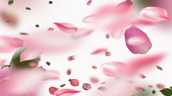 Rosa Rosen Blumen Blütenblatt Mit Grünen Blättern Herz Symbol Verletzt — Stockfoto