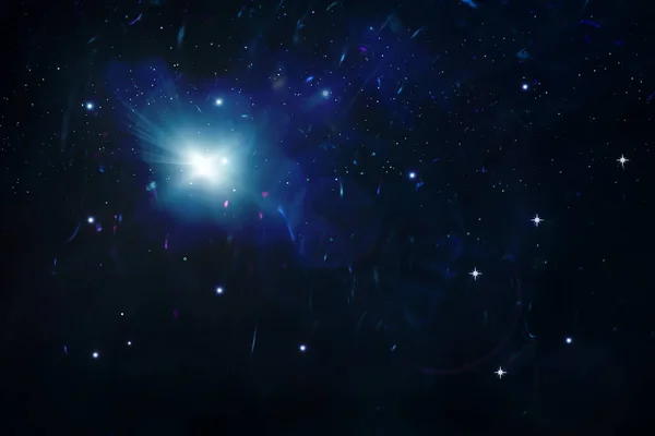 Noche Estrellado Universo Cielo Cósmico Nebulosa Luz Bengalas Rascacielos Plantilla — Foto de Stock