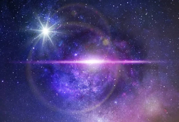 Éjszaka Csillagos Univerzum Kozmikus Köd Fény Fáklyák Égbolt Sablonos Háttér — Stock Fotó