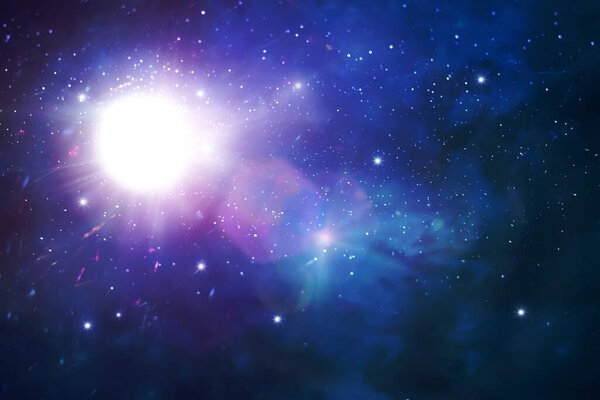 night starry universe  sky cosmic nebula  light flares skyscape template  background