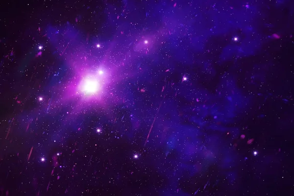 Noche Estrellado Universo Cielo Cósmico Nebulosa Luz Bengalas Rascacielos Plantilla — Foto de Stock