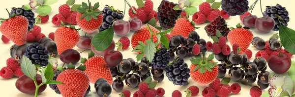 strawberry and blackberry ,cherry background banner berry  mix vitamines healhy food vegan banner
