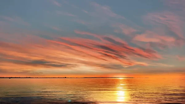 Coucher Soleil Mer Reflet Dans Eau Vague Nature Paysage Été — Photo