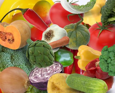 Çeşit çeşit çiğ sebzeler. Sağlıklı beslenme, diyet konsepti