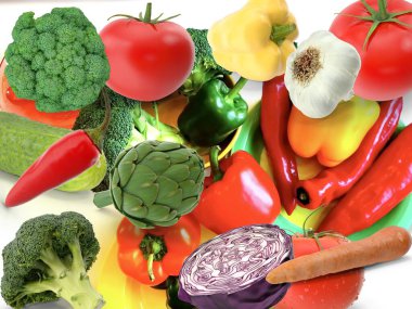 Çeşit çeşit çiğ sebzeler. Sağlıklı beslenme, diyet konsepti