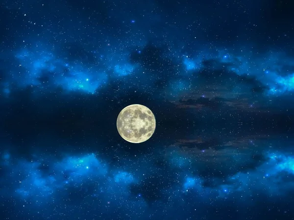 Luna Grande Darl Azul Estrellado Cielo Claro Cielo Estrellado Azul — Foto de Stock
