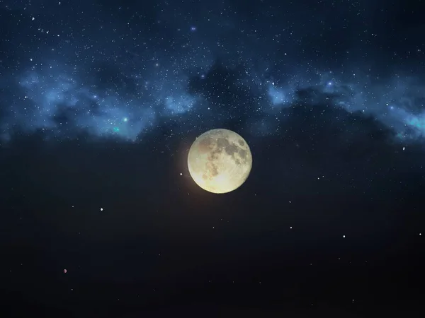 Großer Mond Auf Darl Blau Sternenhimmel Klar Sternenhimmel Hell Blau — Stockfoto