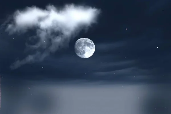 Großer Mond Dramatischer Bewölkter Himmel Und Natur Hintergrundvorlage — Stockfoto