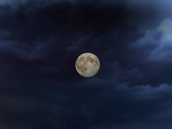 Grande Lua Dramático Céu Nublado Natureza Fundo Modelo — Fotografia de Stock