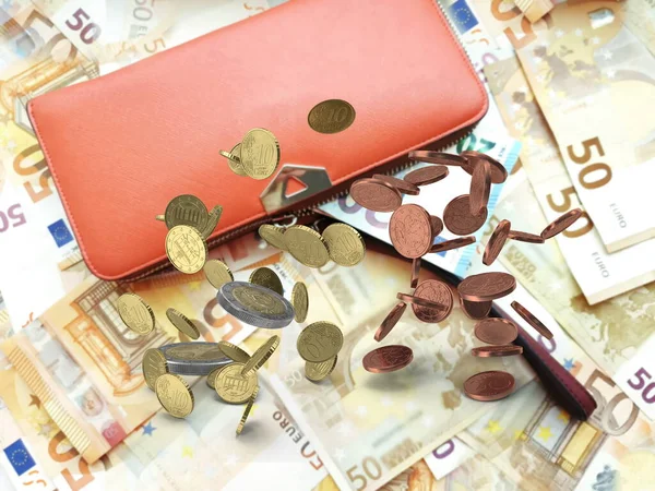 Moeda Euro Moedas Pão Cabaz Consumo Crise Económica Inflação Pobreza — Fotografia de Stock