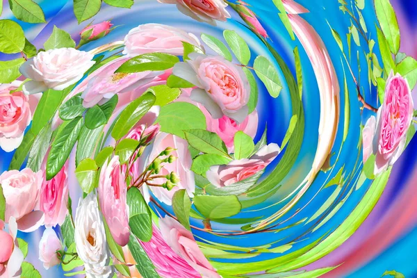 Diseño Abstracto Floral Pastelcolorido Tropical Brillante Ola Rosa Lila Azul — Foto de Stock