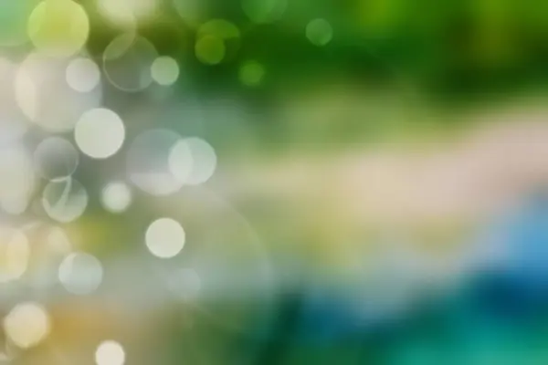 五彩缤纷的绿色蓝色模糊的Bokeh模板夏季网络封面复制空间背景 — 图库照片