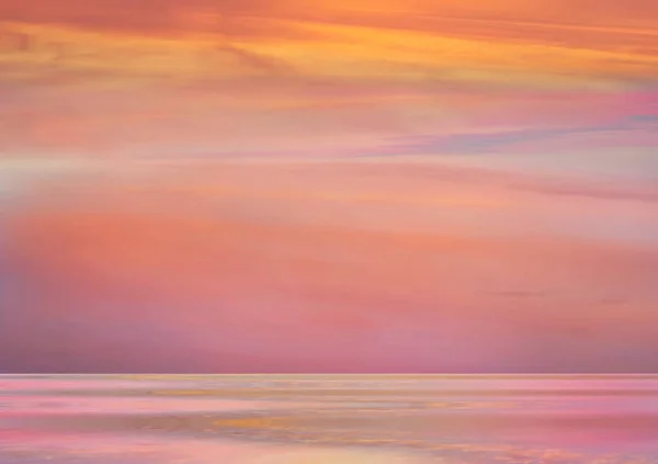 Pink Sunset Sea Water Reflection Sun Light Gold Yellow Clouds — Stock Photo, Image