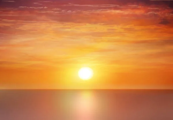 ดวงอาท ตกส ชมพ ทองท แสงอาท ในทะเลสะท อนแสงบนคล ธรรมชาต ทะเล — ภาพถ่ายสต็อก