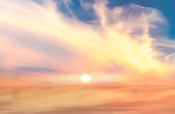 Żółty Różowy Niebieski Liliowy Dramatyczne Chmury Zachód Słońca Morze Refleksja — Zdjęcie stockowe