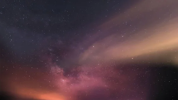 Céu Estrelado Nebulosa Lilás Azul Pôr Sol Previsão Meteorológica Láctea — Fotografia de Stock