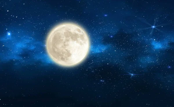 Night Starry Sky Moon Moonlight Nebula Dark Blue Nature Landscape — 스톡 사진