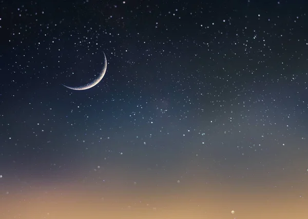 Lune Dans Les Mains Sur Ciel Nuageux Bleu Aurora Bolearis — Photo