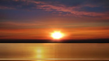  sunset dramatic clouds  on sky pink orange yellow blue reflection on sea water  natire landscape 