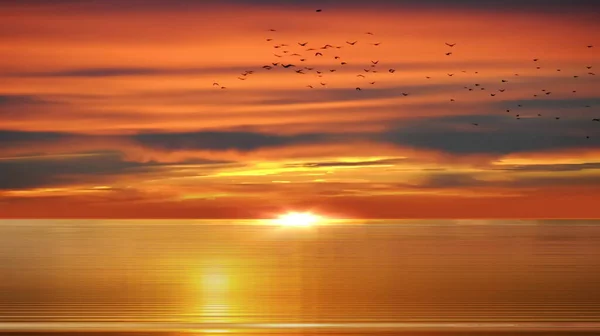 Sunset Dramatic Clouds Sky Pink Orange Yellow Blue Reflection Sea — 스톡 사진