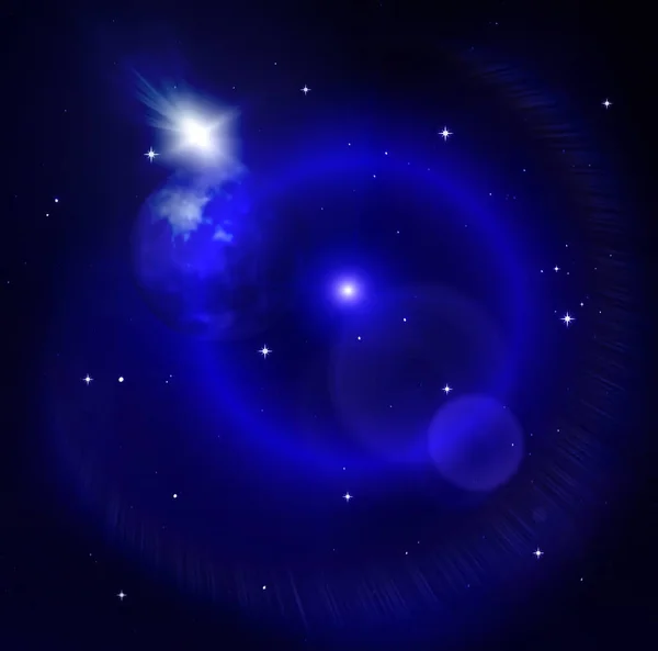 Cielo Estrellado Noche Azul Grandes Estrellas Luna Resplandor Luz Fondo — Foto de Stock