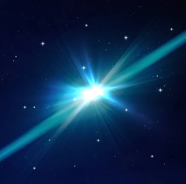 Blue Night Starry Sky Big Moon Starrs Flare Light Background — Fotografia de Stock