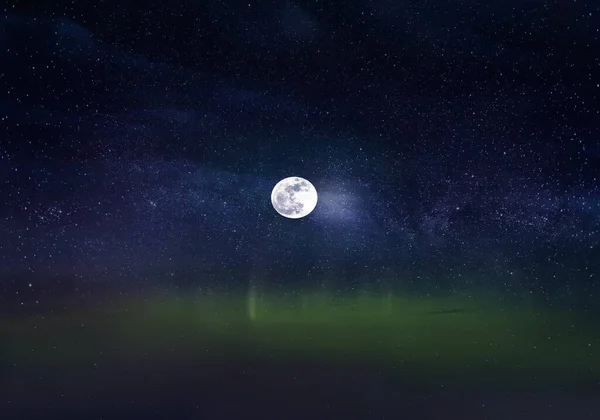 Aurora Borealis Liliowy Droga Mleczna Mgławica Galaktyka Ciemnoniebieski Zielony Światło — Zdjęcie stockowe