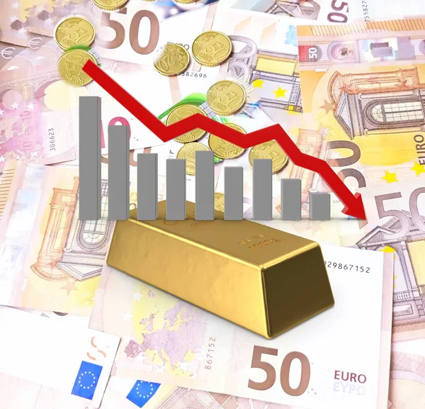 Economie Dalende Grafiek Economische Crisis Prijs Euro Dollar Inflatie Geld — Stockfoto