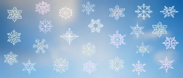 Winter Christmas Defocus Background Snowflakes Festive Template Snow Garland Gold — Foto de Stock