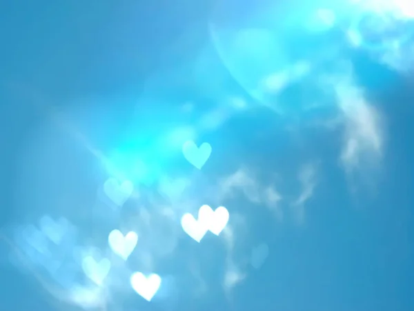 Blue Sky Sun Flares Heart Shape Sun Beam Nature Concept — Fotografia de Stock