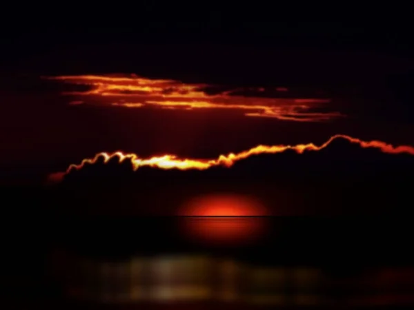 Dark Starry Sky Orange Late Sunset Night Sea Nature Landscape — стоковое фото