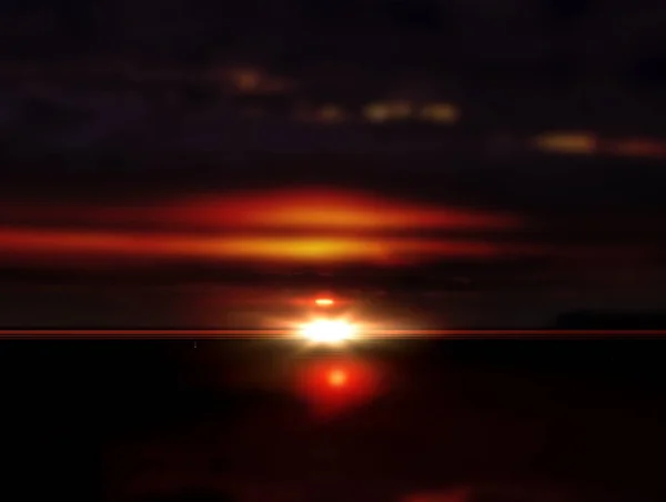 Звездное Небо Оранжевый Поздний Закат Ночью Море Природный Ландшафт Defocus — стоковое фото