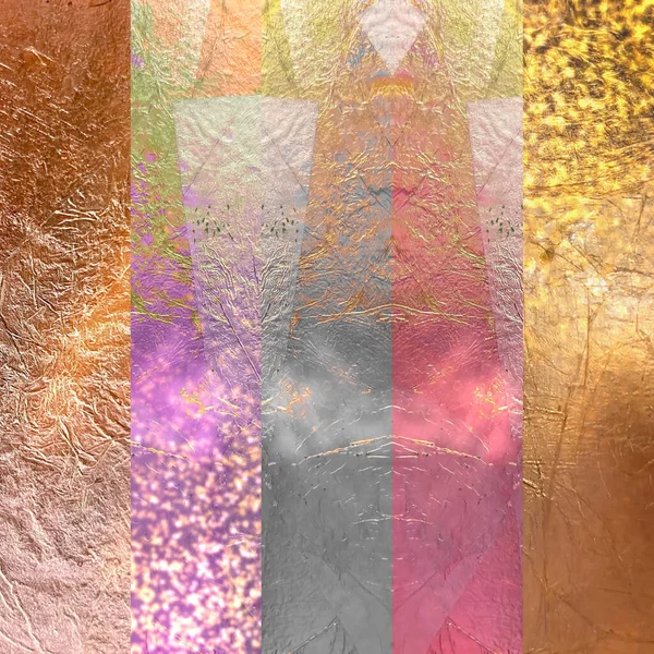 Vintage Gold Bronze Silver Patina Pastel Colorful Leather Paper Fabric — Stockfoto