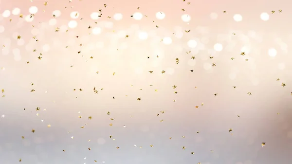 Festive Blurred Gold Star Confetti Background Copy Space Template Banner — Stockfoto
